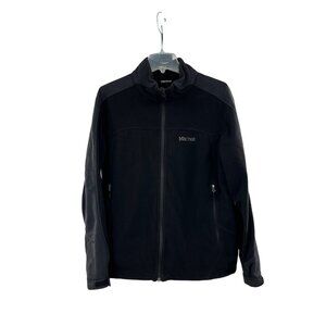 Marmot‎ Mens Windstopper Black Full-Zip Fleece Jacket Large Pockets Velcro Cuffs